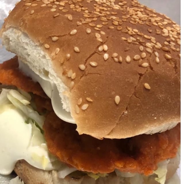 Buffalo Blue Cheese Chicken Cutlet Sandwich.